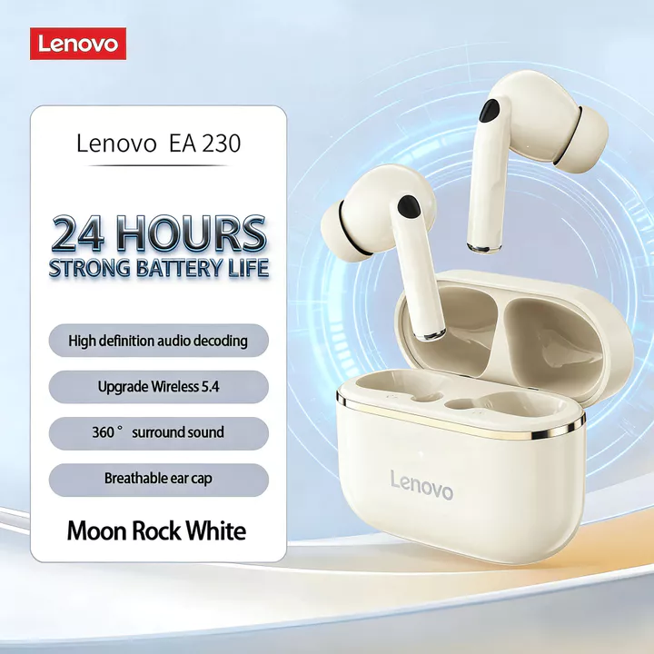 Tai nghe Lenovo EA230 Tai nghe Tai nghe không dây trong tai Tai nghe nhét tai 40H Thời gian chơi Bluetooth5.4 Tai nghe có độ trễ thấp Âm thanh HiFi Âm nhạc Sử dụng hàng ngày Du lịch