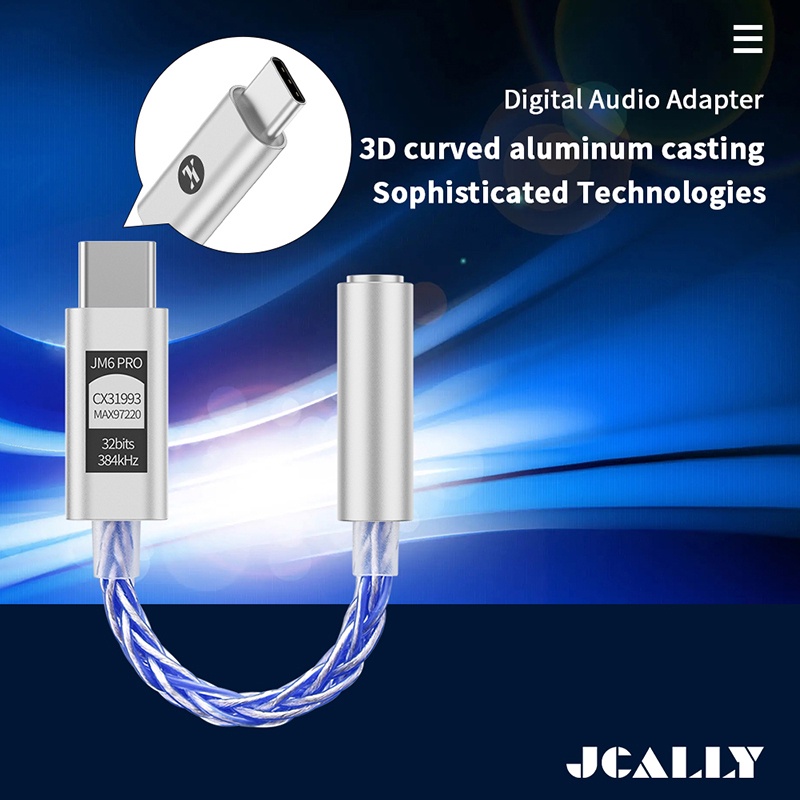 Bộ Chuyển Đổi Âm Thanh Kỹ Thuật Số JM6 Pro Type-C Sang 3.5mm Dual DAC CX31993 MAX97220