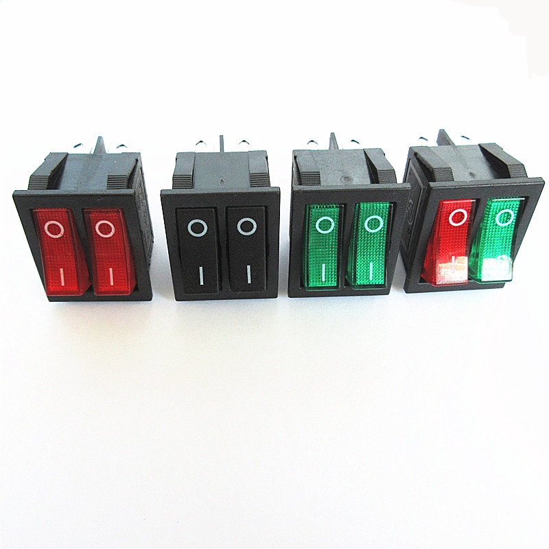 Đôi Rocker Công Tắc Đỏ Xanh Có Ánh Sáng 2 Tốc Độ 6 Chân Nút Nhấn Công Tắc Bánh Điện Chảo Điện Nóng Công Tắc