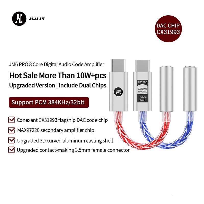 Bộ Chuyển Đổi Âm Thanh Kỹ Thuật Số JM6 Pro Type-C Sang 3.5mm Dual DAC CX31993 MAX97220