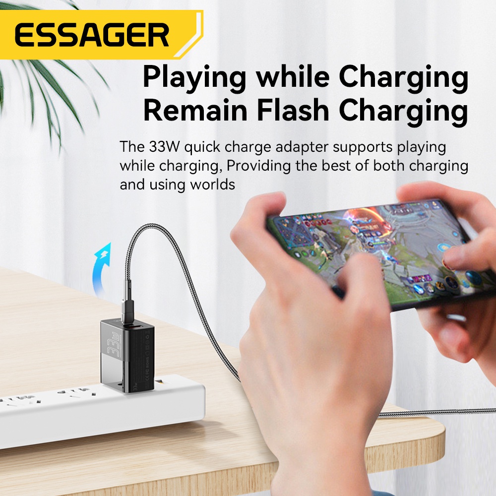 Ảnh Củ sạc nhanh ESSAGER nhiều cổng USB C 33W thích hợp cho iP 14 13 12 11 Pro Max XS 8 Plus iPd Pro Air Mini 2