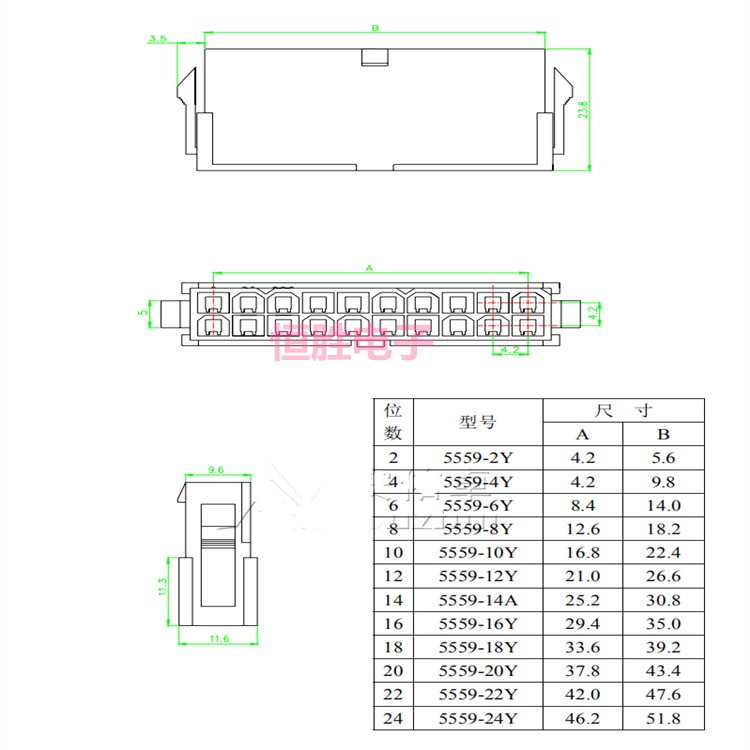 Vỏ Nữ 4.2mm Đầu Nối Hàng Đôi Cắm 5557 559-2P4 / 6 / 8 / 10 / 12 / 16-24P Vỏ Nhựa