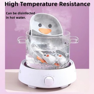 Bộ 4 Dụng Cụ Ăn Bằng Silicone Hình Chim Cánh Cụt Cho Bé