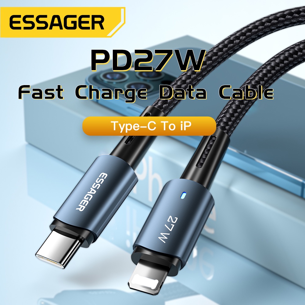 Ảnh Dây cáp sạc nhanh ESSAGER 27w PD USB c sang L ip Type c thích hợp cho ios 7- IP14 Pro max 30w 1