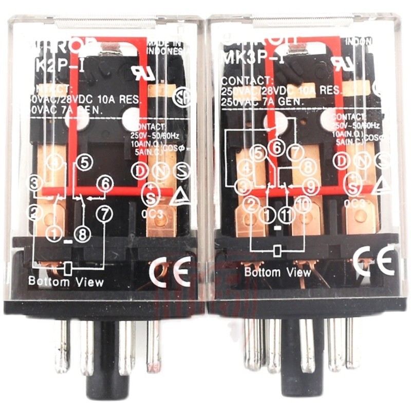 Điện Từ Giữa Nhỏ Rơle MK2P-I MK3P-I Công Suất Cao 10A Tròn 8 Chân 11 Chân 24V 220V