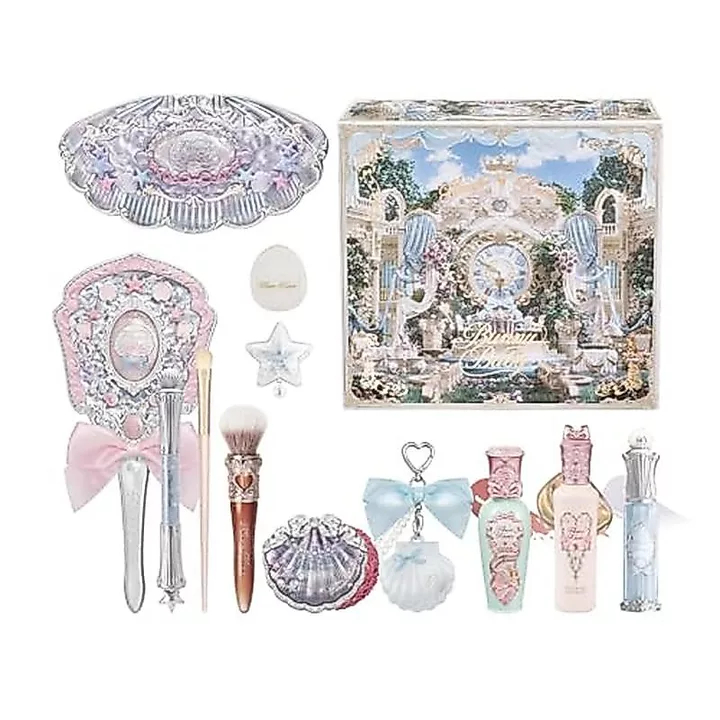 Bộ trang điểm 12 mảnh Jewel của Flower Knows Shell, Son bóng × 2 + Blush × 1 + Bảng phấn mắt × 1 + Highlighter × 3 + Kẹp tóc × 1 + Mini Powder Puff × 1 + Brush × 1 + Eyeshadow Brush × 1 + Eyeshadow ×