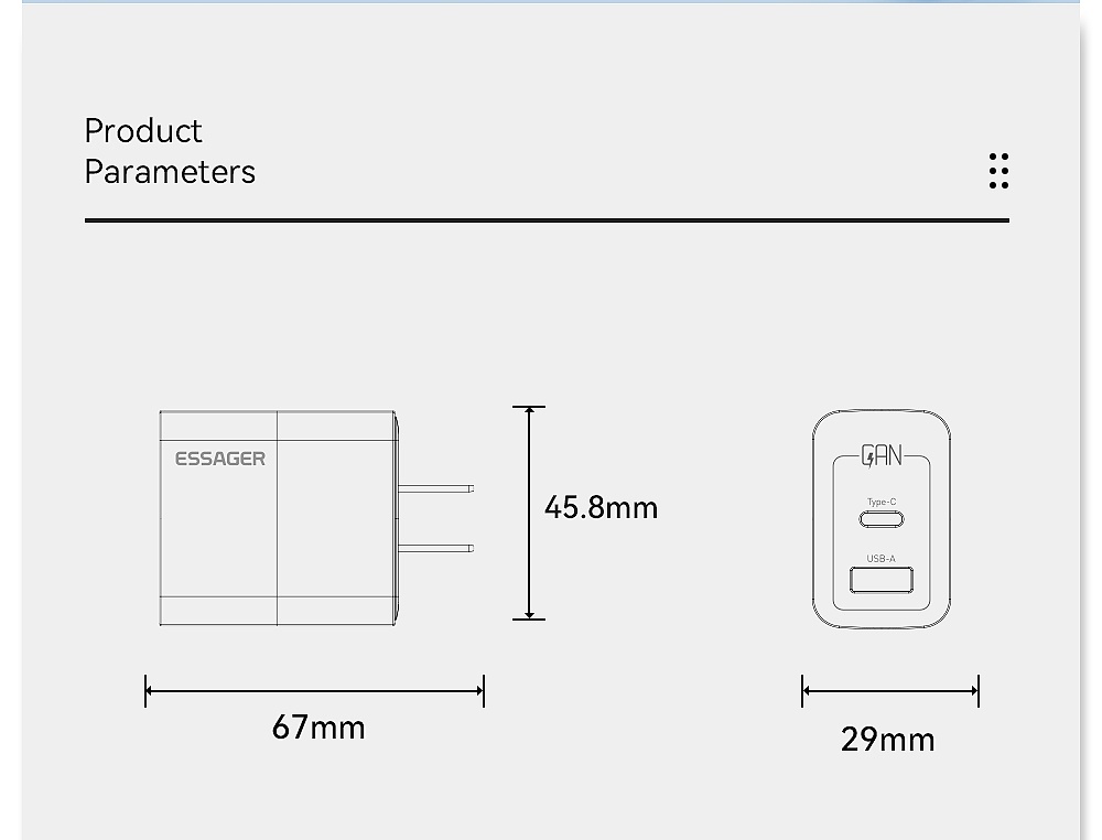 Mô tả Củ sạc nhanh ESSAGER nhiều cổng USB C 33W thích hợp cho iP 14 13 12 11 Pro Max XS 8 Plus iPd Pro Air Mini - 11