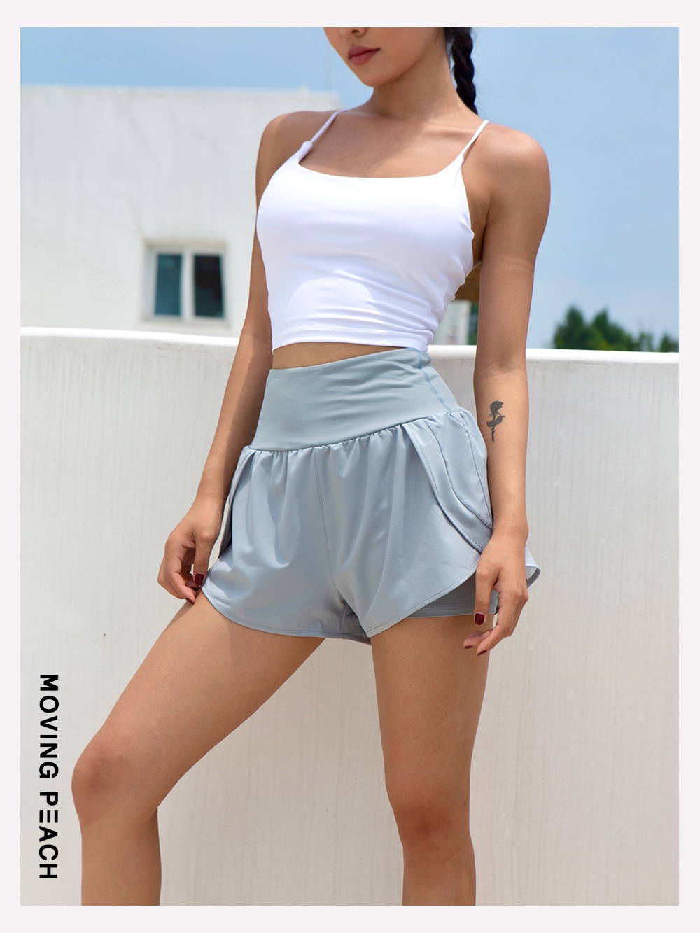 Mô tả MOVING PEACH Quần Short Tập Yoga Thể Dục Nhanh Khô Thoáng Khí Bí Mật Túi Chạy Bộ Quần Short Bên Trong APO - 6