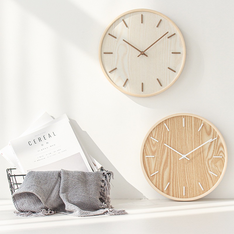 Đồng hồ treo tường tròn hiện đại, Đồng hồ im lặng con trỏ bằng gỗ 12 Inch, thích hợp cho màn hình trang trí phòng khách, nhà bếp, phòng ngủ