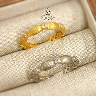 Thông qua Lễ 14k Nhẫn chúc may mắn Mô hình Bùa hộ mệnh Tài chính tốt Kim cương Cz