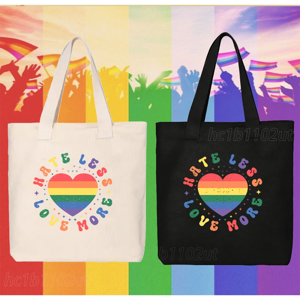 Túi vải lớn Pride BANGKOK Vai họa tiết cầu vồng Thời trang phổ biến có thể được mang ra hoặc làm việc.