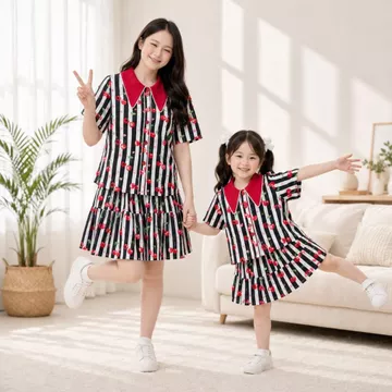 NANi Little Love Set 02 Mẹ Con Và Cặp Đôi Áo Sơ Mi + Váy Phong Cách Hàn Quốc Dễ Thương Thoải Mái Mặc Chụp Ảnh Đẹp