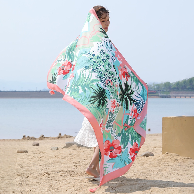 Khăn choàng boho đi biển thổ cẩm nữ khăn quàng cổ du lịch mùa hè che nắng, khăn cotton khổ lớn.