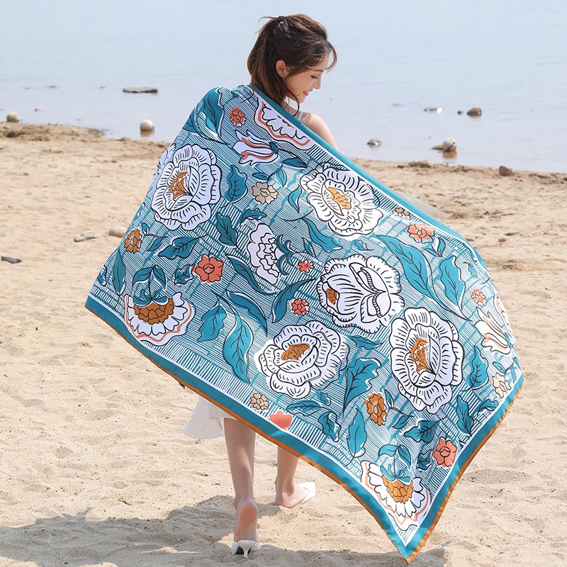 Khăn choàng boho đi biển thổ cẩm nữ khăn quàng cổ du lịch mùa hè che nắng, khăn cotton khổ lớn.