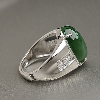 ♥Nhẫn Đính Đá Ngọc Bích Trắng Sang Trọng Cho Nam Nữ