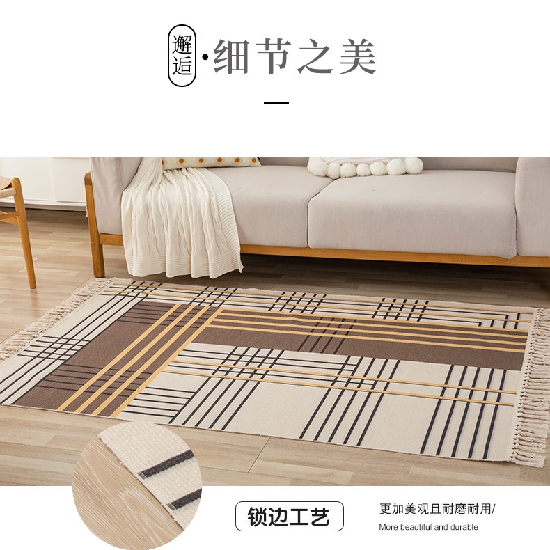 Thảm Trải Sàn Phòng Khách / Ngủ / Sô Pha Vải Cotton Lanh Cỡ Lớn Giặt Máy Được 50 Màu Lựa Chọn
