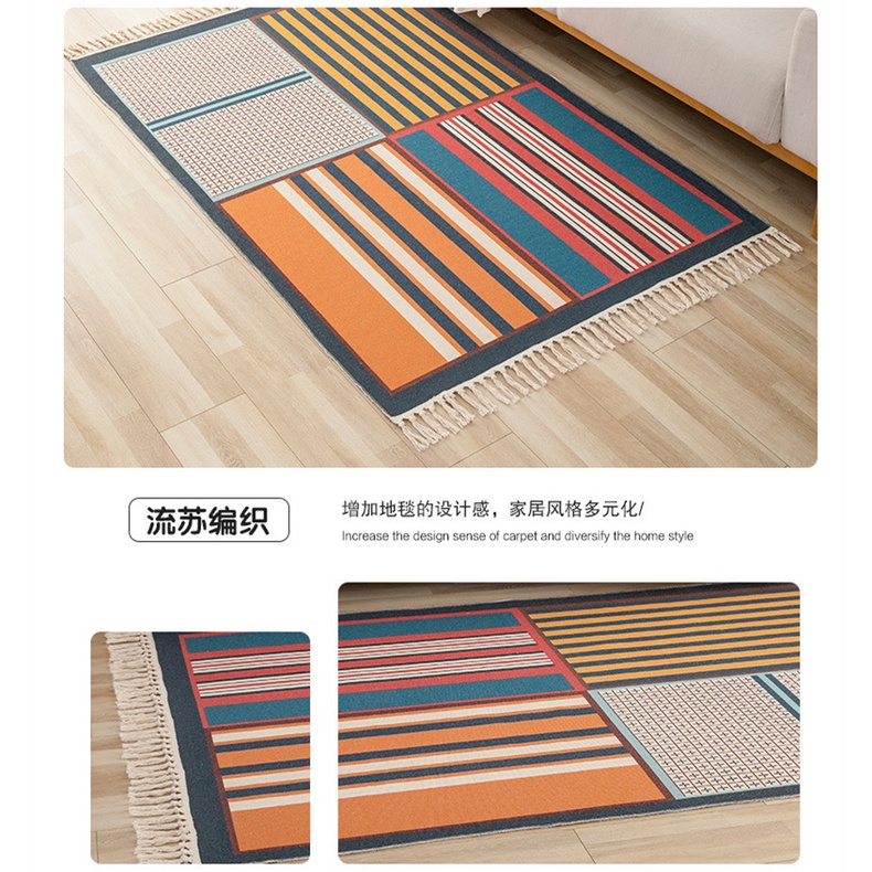 Thảm Trải Sàn Phòng Khách / Ngủ / Sô Pha Vải Cotton Lanh Cỡ Lớn Giặt Máy Được 50 Màu Lựa Chọn