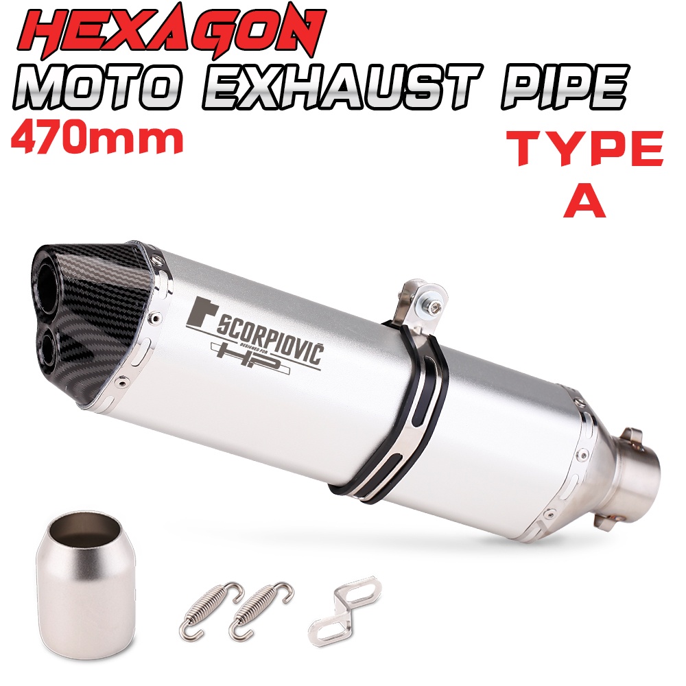 Akrapovic Motorcycle Exhaust With silcener Small Hexagonal 470MM carbon ...