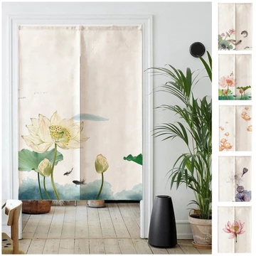Rèm Cửa Bằng Vải Lanh Cotton Họa Tiết Hoa Sen Phong Thủy Trung Hoa Tùy Chỉnh Trang Trí Phòng Khách / Phòng Ngủ Tùy chỉnh rèm cửa theo phong cách Trung Quốc cho phòng sống phòng khách bằng vải lanh bôn