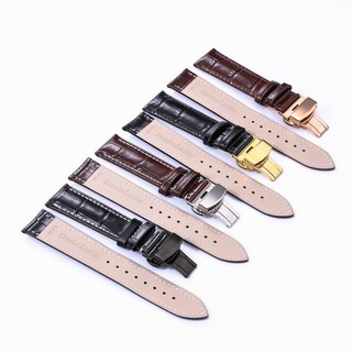 Dây Đeo Đồng Hồ Bằng Da 20mm 22mm Khóa Bấm Màu Vàng Hồng / Đen / Nâu 18 / 19 / 24mm Thời Trang Công Sở Cho Nam Và Nữ