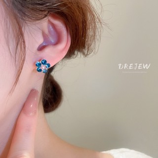 DREJEWsilver kim cương dát bông tai hoa thời trang Mori khí chất bông tai cá tính thiết kế thích hợp bông tai mới