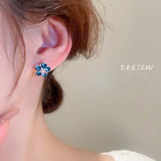 DREJEWsilver kim cương dát bông tai hoa thời trang Mori khí chất bông tai cá tính thiết kế thích hợp bông tai mới