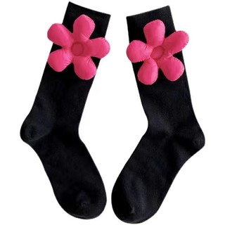 [oklife] [Tất nữ] Tất Cotton hoa ba chiều Dopamine màu kẹo Tất nữ ống giữa tất bắp chân nữ Tất hoa hồng cổ tích