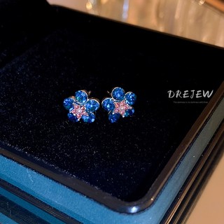 DREJEWsilver kim cương dát bông tai hoa thời trang Mori khí chất bông tai cá tính thiết kế thích hợp bông tai mới