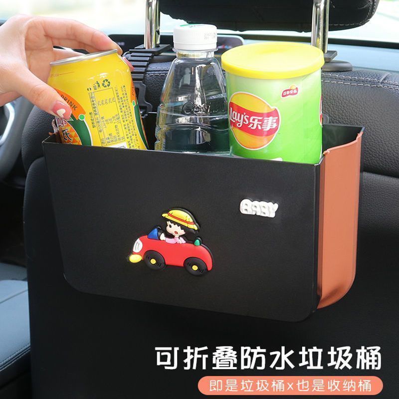 Thùng Rác Treo Ghế Sau Xe Hơi Họa Tiết Hoạt Hình Dễ Thương Có Thể Gấp Gọn Tiện Dụng