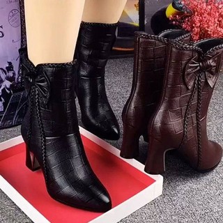 Giày Bốt martin Da Bò Cổ Ngắn Lót Lông Cừu Phong Cách Mới Thời Trang Thu Đông Cho Nữ
