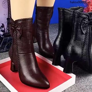 Giày Bốt martin Da Bò Cổ Ngắn Lót Lông Cừu Phong Cách Mới Thời Trang Thu Đông Cho Nữ