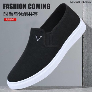 Giày Lười Vải canvas Đế Mềm Nhẹ Thoáng Khí Chống Trượt Phong Cách Cổ Điển Bắc Kinh Cho Nam