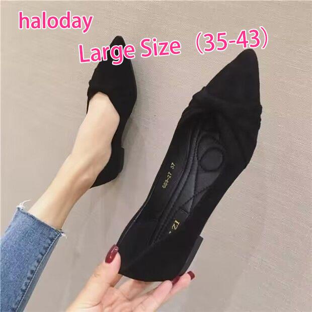 Giày Nữ Size Lớn 35-43✨Mũi Nhọn Giày Đế Bằng Nữ Phù Hợp Với Pure Desire Đen Đế Mềm Giày Công Sở 42 Giày Bà Bầu