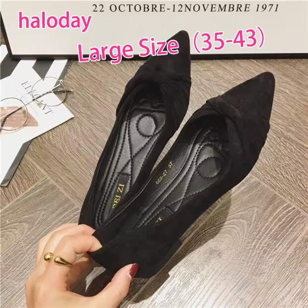 Giày Nữ Size Lớn 35-43✨Mũi Nhọn Giày Đế Bằng Nữ Phù Hợp Với Pure Desire Đen Đế Mềm Giày Công Sở 42 Giày Bà Bầu