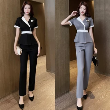 [Giao hàng 24 giờ✈] Trung tâm y tế cao cấp Quần áo bảo hộ lao động Bộ đồ nữ tay ngắn mùa thu co giãn chân tắm bảo hộ lao động phong cách mới Slim-fit Slimmer Look Mũ bảo hộ lao động chất lượng cao