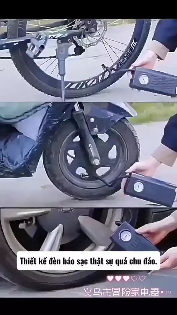 Bơm hơi điện DIDOOGLT mini màu đen dùng pin sạc