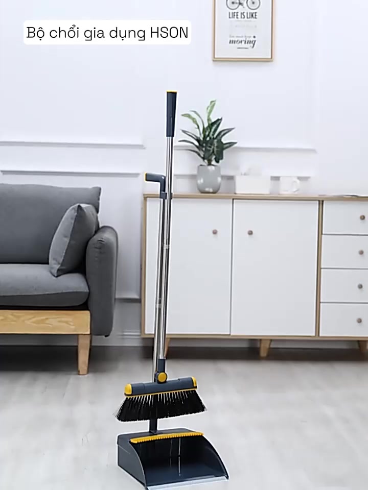 Bộ chổi quét nhà kèm ky hót rác gấp gọn tiện lợi, cây chổi quét nhà ...