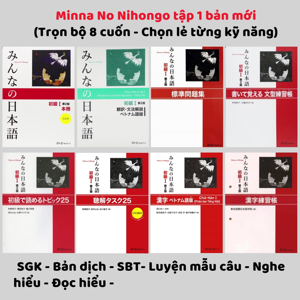 Sách - Trọn Bộ Minna No Nihongo Sơ Cấp 1 Bản Mới Cấp độ N5 Bài 1 đến 25