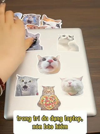 Gói 50 hình dán sticker mèo cute, chó vui nhộn chống nước, dán mũ bảo ...