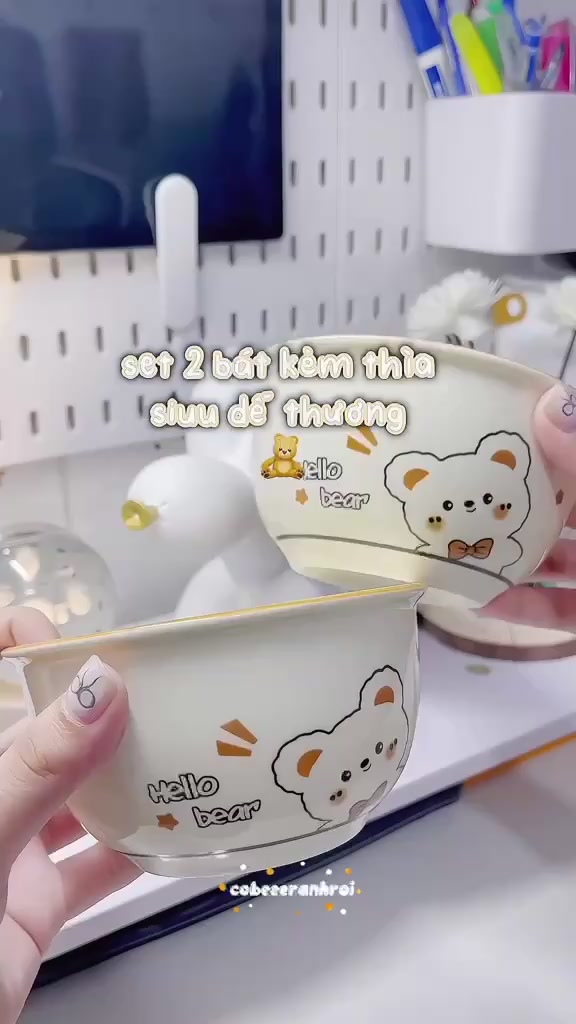 Bát Sứ 4 món Dễ Thương, cao cấp hàng loại 1 đóng gói hộp xốp mẫu mới