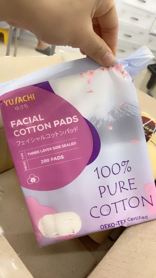 Bông tẩy trang Yusachi Suzuran dùng thấm toner và lotion