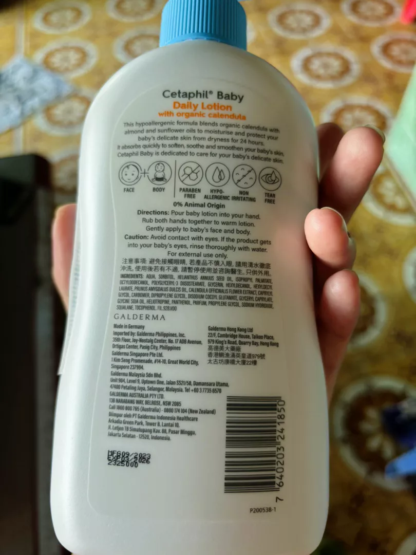 Thành phần dưỡng chất trong Cetaphil Baby Lotion Calendula