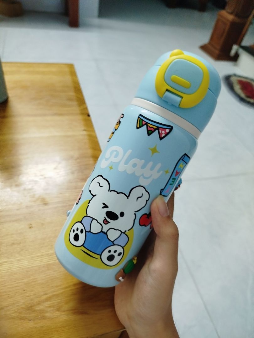 (Tặng túi trong) Bình giữ nhiệt học sinh 500ml mẫu mới inox  - ảnh 5