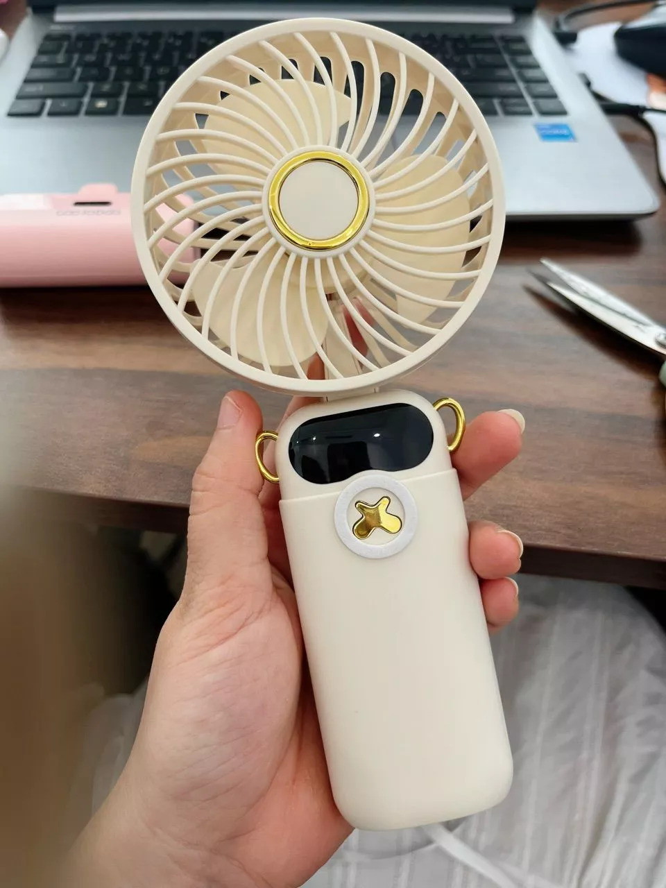 Quạt mini GOOJODOQ với đế tháo rời và giá đỡ điện thoại