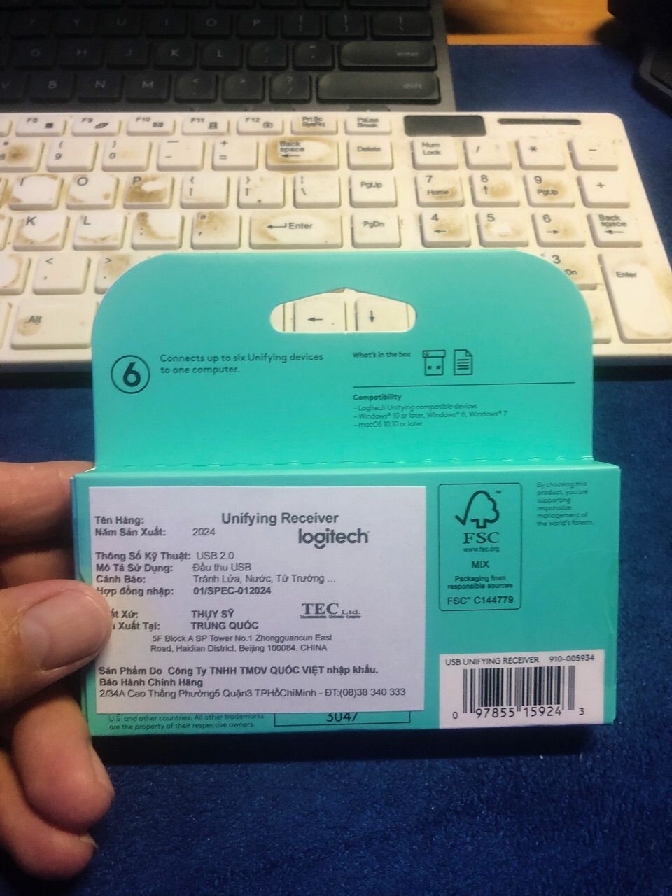 Kích thước đầu thu Logitech Unifying