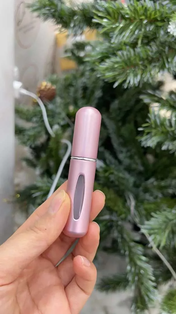 Lọ Chiết Nước Hoa Mini 5ml Vỏ Nhôm, Lỗ Chiết Đáy Tiện Lợi