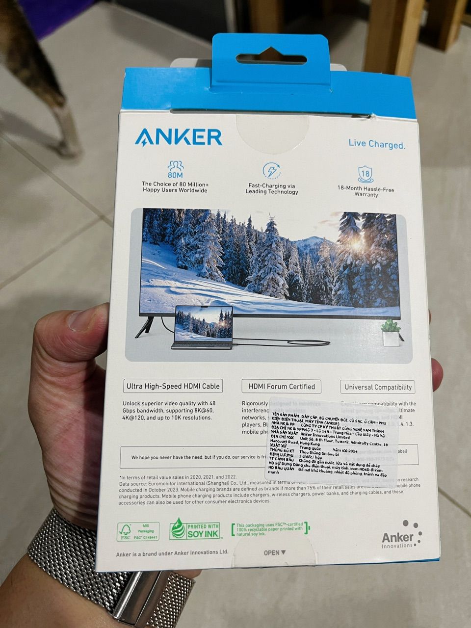Cáp HDMI Anker dài 1.8m