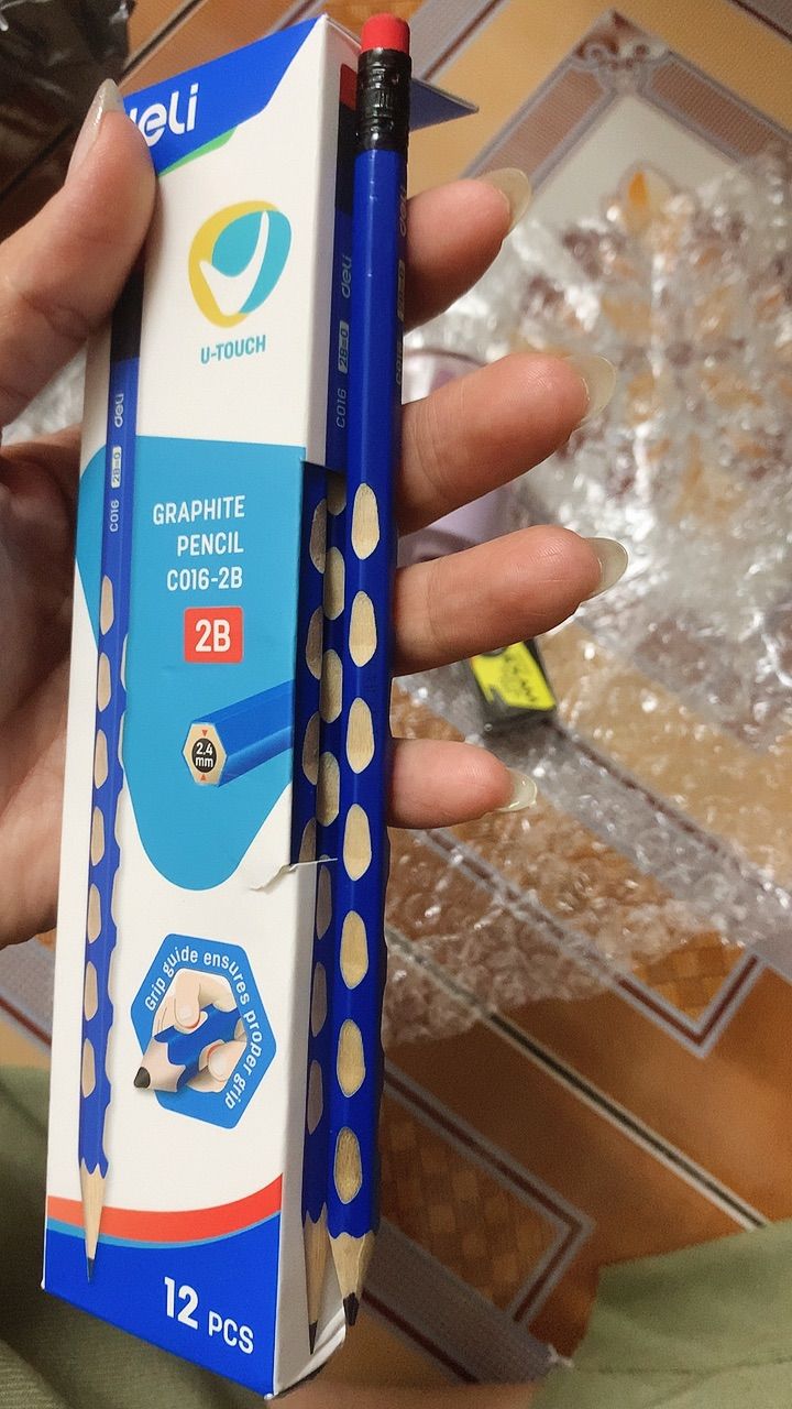 Hộp 12 Cây Bút chì định vị lục giác Graphite Pencil 2B/HB De - ảnh 2