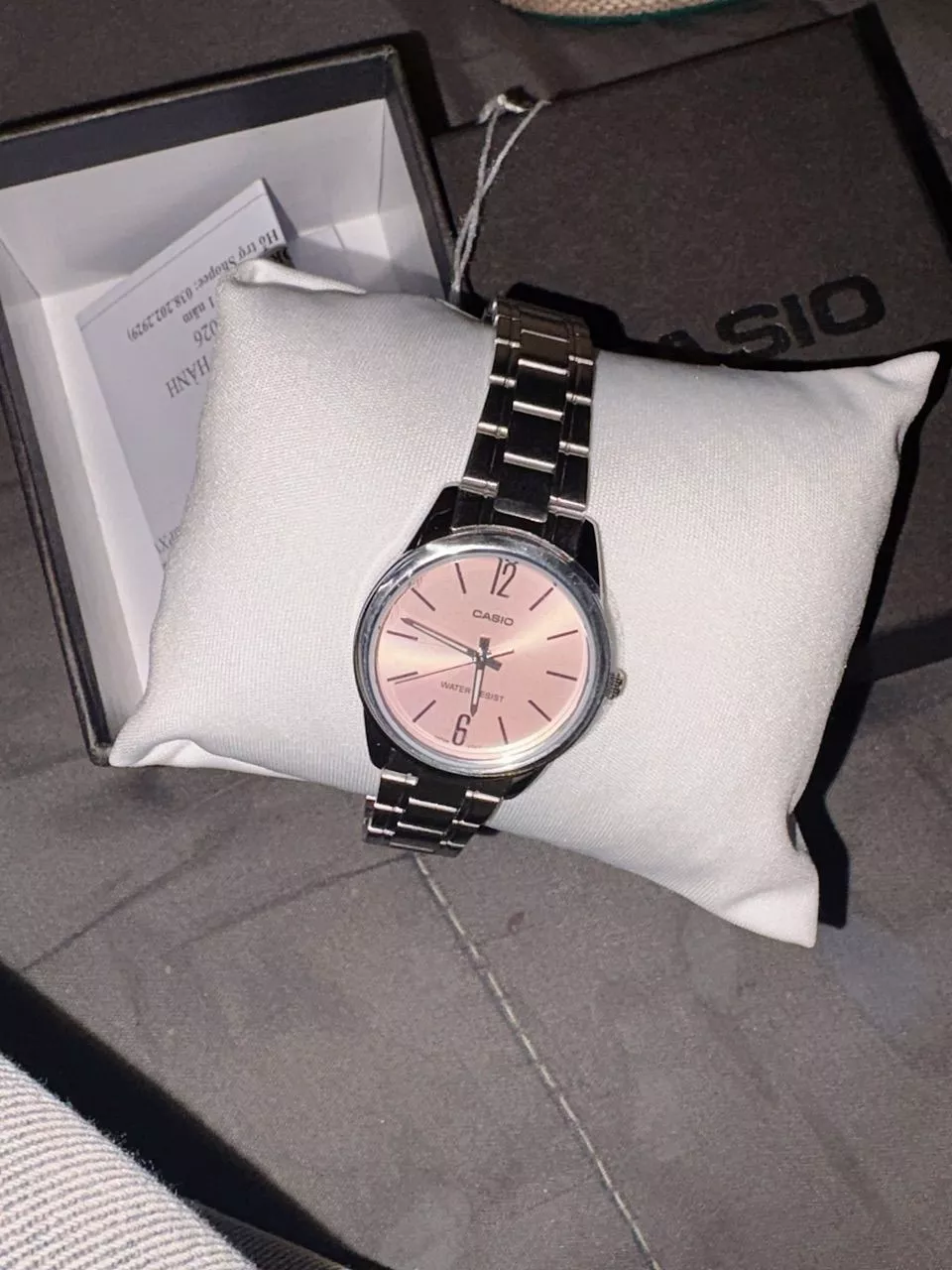 Đồng hồ Casio nữ LTP-V005D-4BUDF màu hồng kim bạc