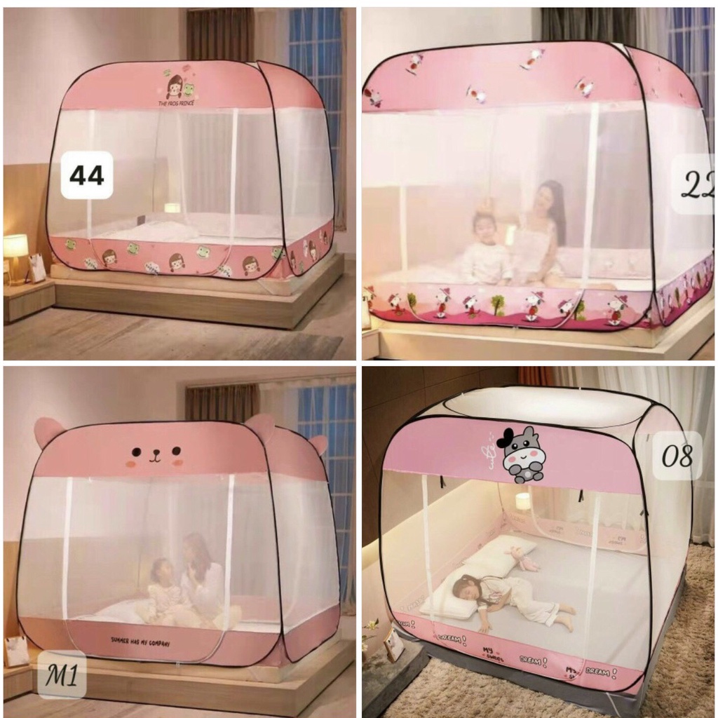 Màn chụp tự bung đỉnh vuông đáy kín cao cấp chính hãng TOPAZ phân phối chống mọi loại muỗi giao màu ngẫu nhiên